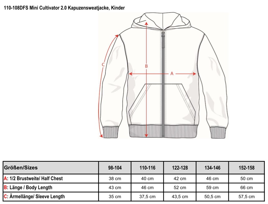 110-108STR Kapuzensweatjacke 2.0, Kinder
