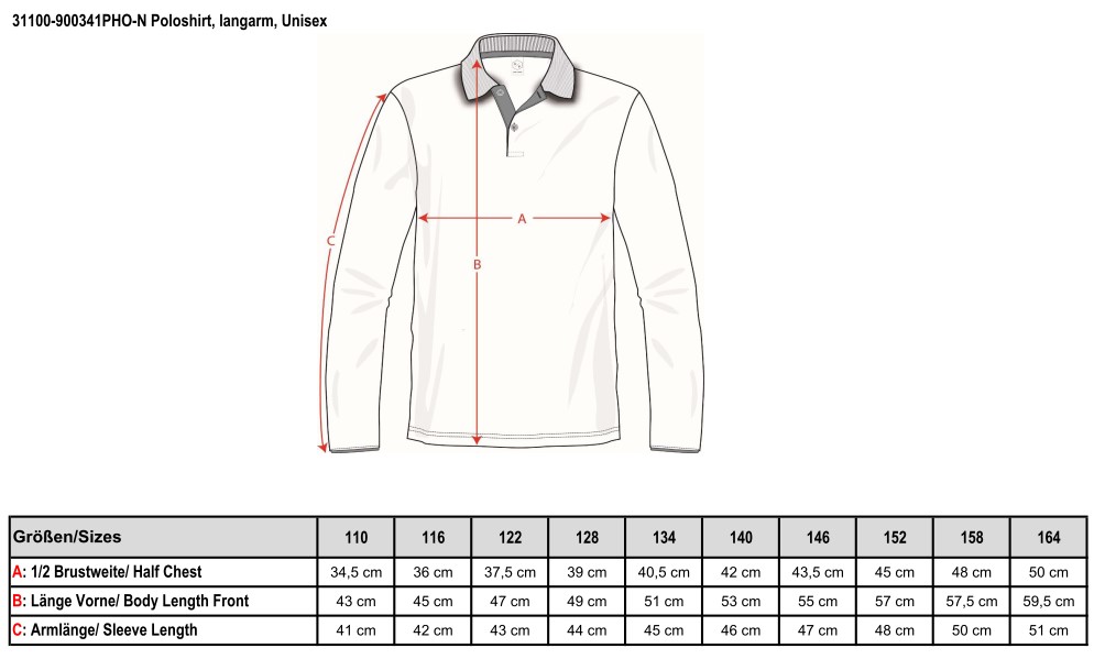 31100-900341STR-K Poloshirt, langarm, Unisex