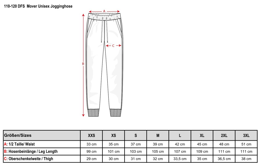 110-120STR-MD Sweathose 2.0, lang, Unisex, Erw.größen