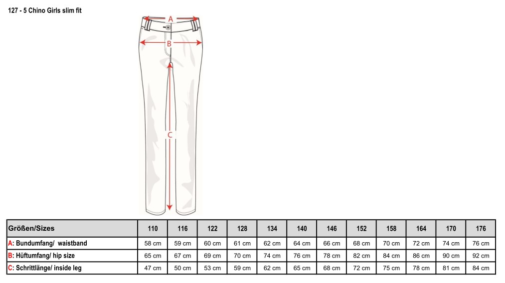 127-5STR-MD Chino, Mädchen, slim fit