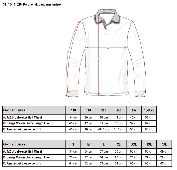 31140-141020STR-K Polohemd, langarm, Unisex