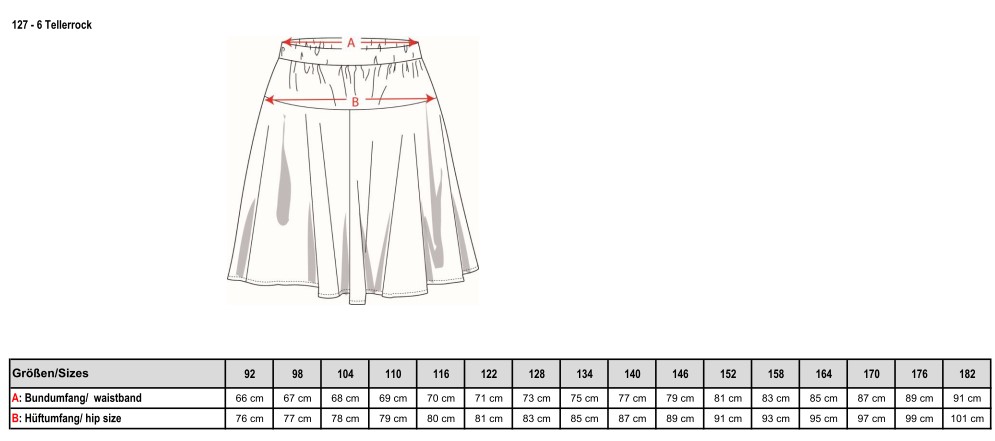127-6STR-MD Tellerrock, einfarbig