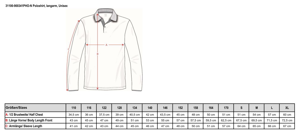 31100-900341STR Poloshirt, langarm, Unisex