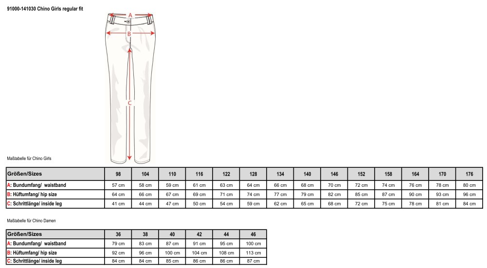 91000-141030STR-MD Chino, Mädchen